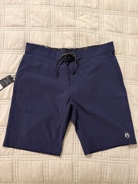 Men's Navy Swim Board Shorts with Wolf Head Logo - SIZE 36 waist